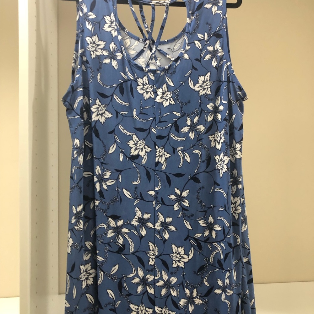Blue and white long summer dress